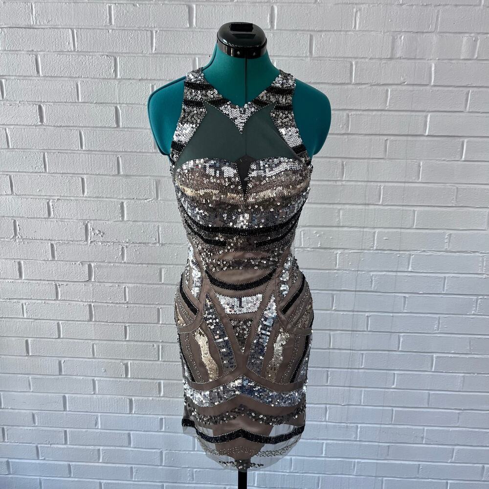 Vintage Y2K Shail K. sequined sheath dress